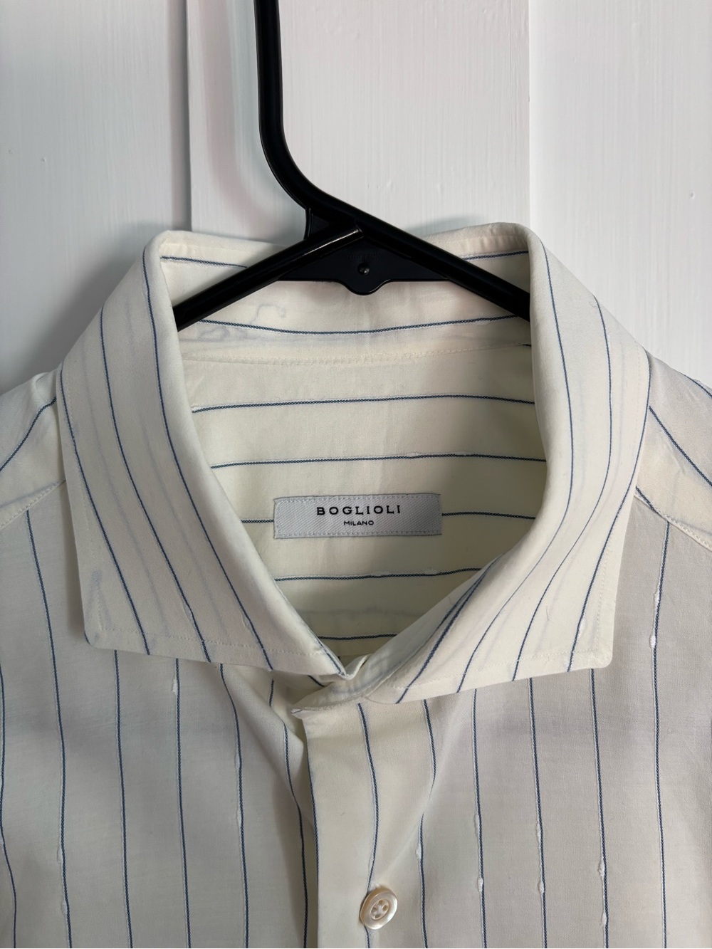 Gorgeous Boglioli Dress Shirt with Blue Pinstripes